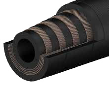 Cutaway view of SoloTech preistaltic hose, showing reinforced layers for durability